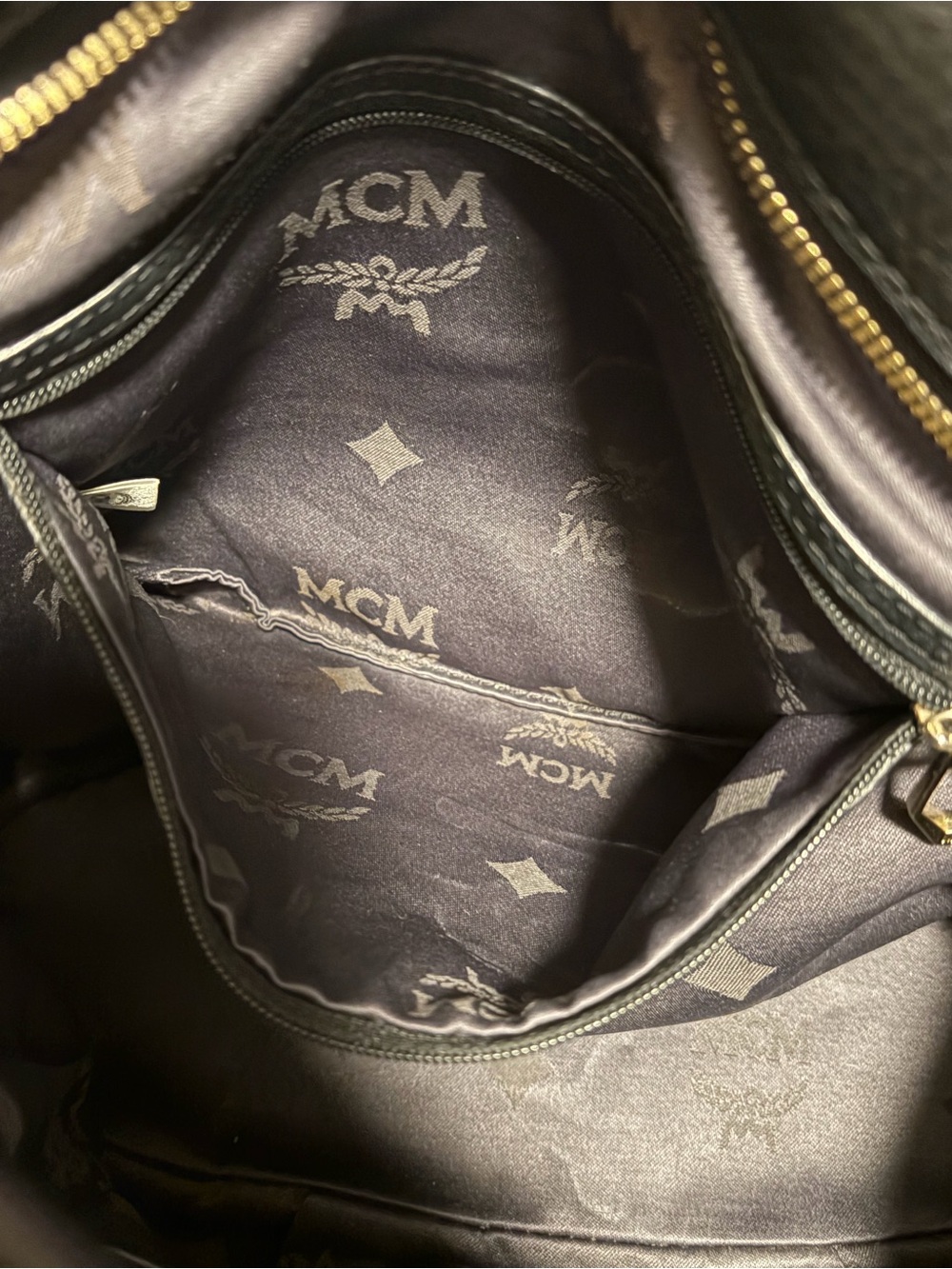 MCM Black Leather Tote with Brown Handles and Strap - Picture 14 of 17
